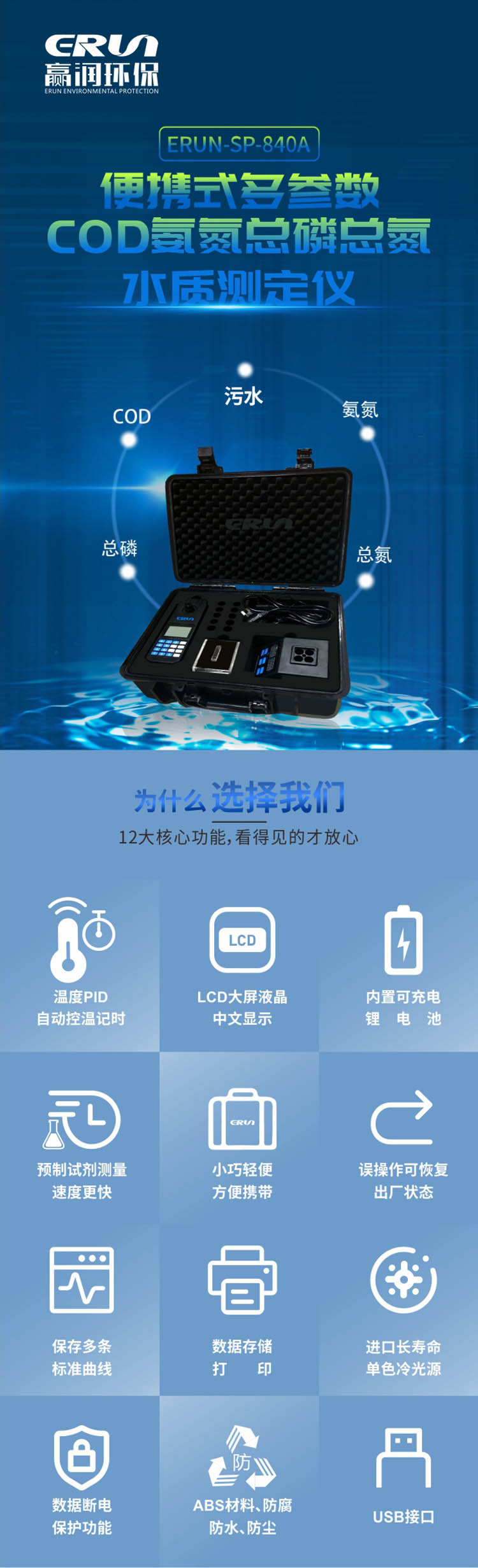 便攜式多參數(shù)COD、氨氮、總磷、總氮水質(zhì)測定儀